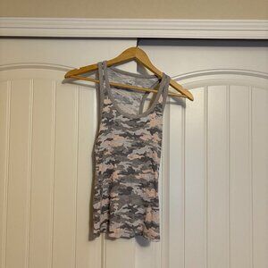 Jenni Intimates Camo Print Tank Top XS Xtra Small Racerback Ribbed Rayon Blend